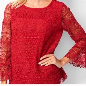 Talbots Red Lace Blouse